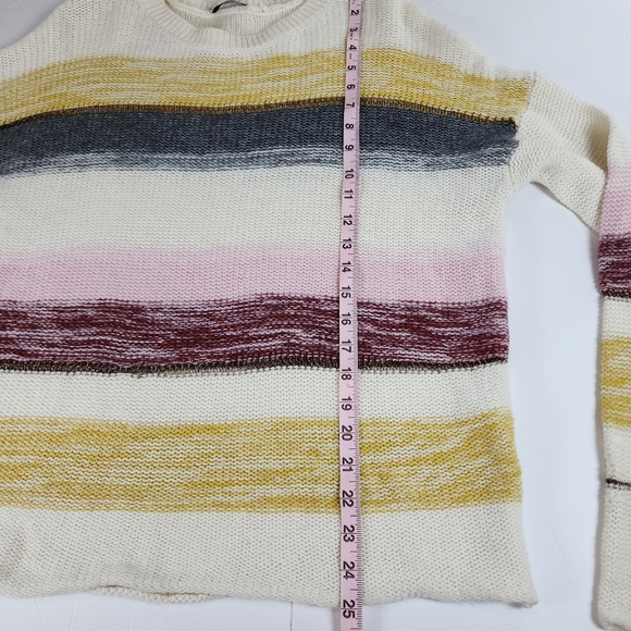 Rails Daphne Wool Cashmere Striped Sweater Cream Multi Metallic Size Large - Picture 8 of 17
